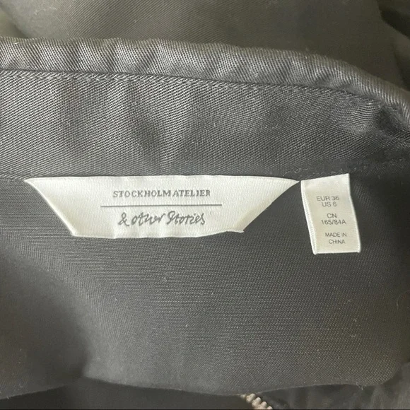 & OTHER STORIES STOCKHOLM ATELIER BLACK LONG SLEEVE ZIP DOWN DRESS 6 - Picture 3 of 5